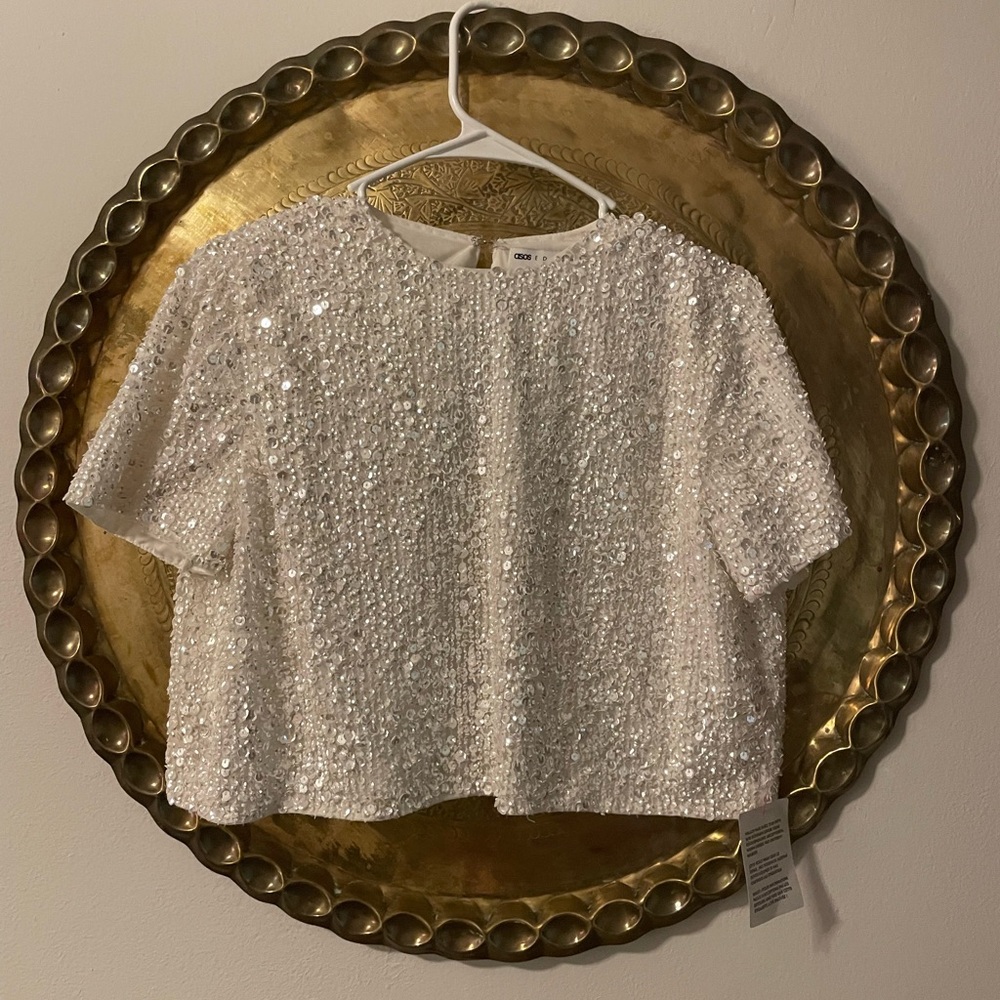 Sequin Crop Top with Open Back | NWT | Size 6